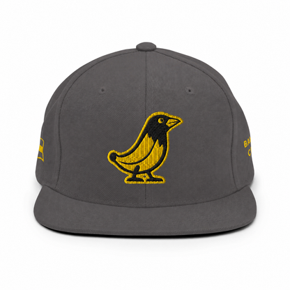 Banana Crow Allegiance embroidered snapback cap in Dark Grey front view