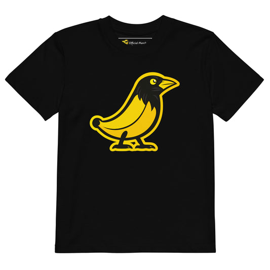 Banana Crow Tiny Crow kids graphic t-shirt in Black front view