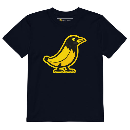 Banana Crow Tiny Crow kids graphic t-shirt in French Navy front view