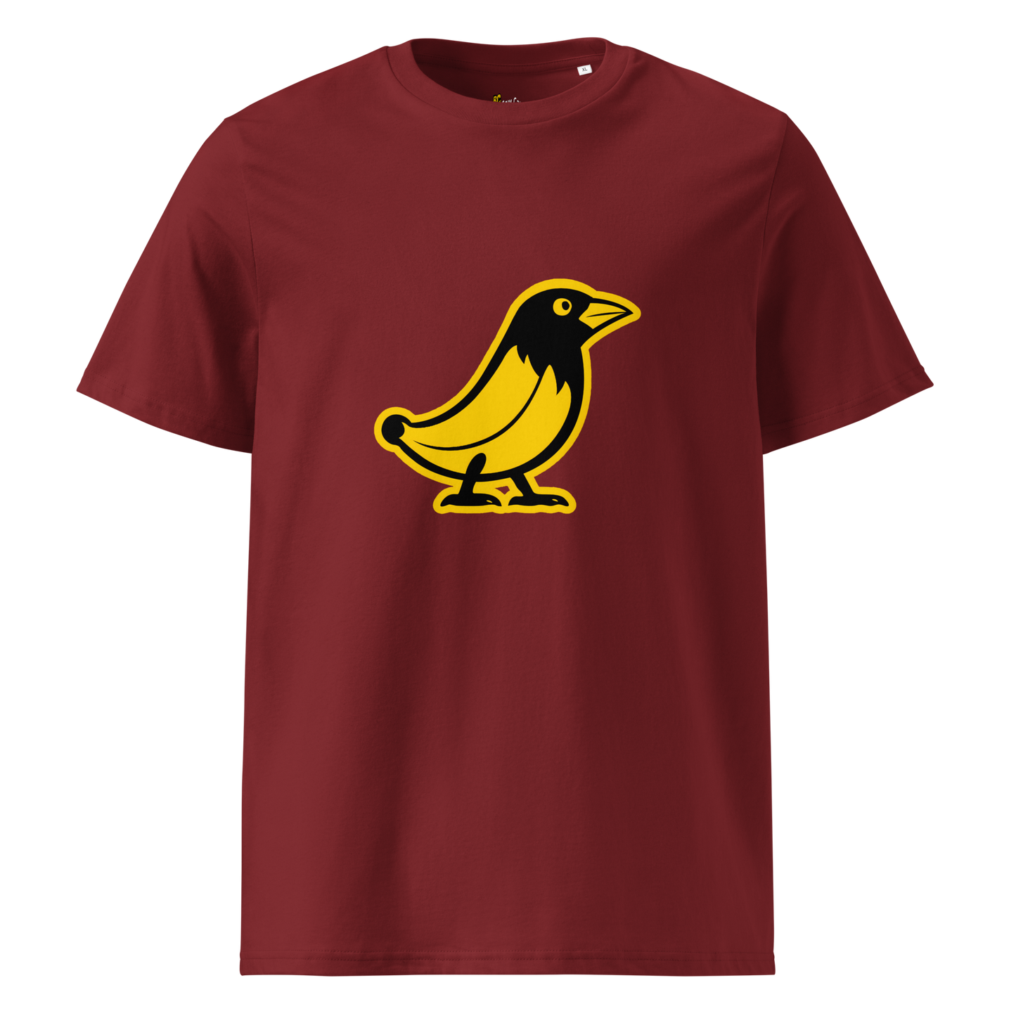 Banana Crow The Caw Caw organic cotton tee in Burgundy front view
