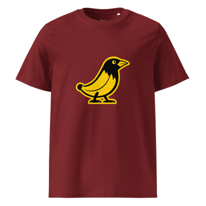Banana Crow The Caw Caw organic cotton tee in Burgundy front view