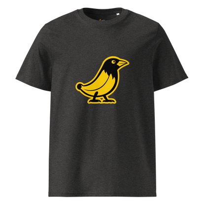 Banana Crow The Caw Caw organic cotton tee in Dark Heather Grey front view