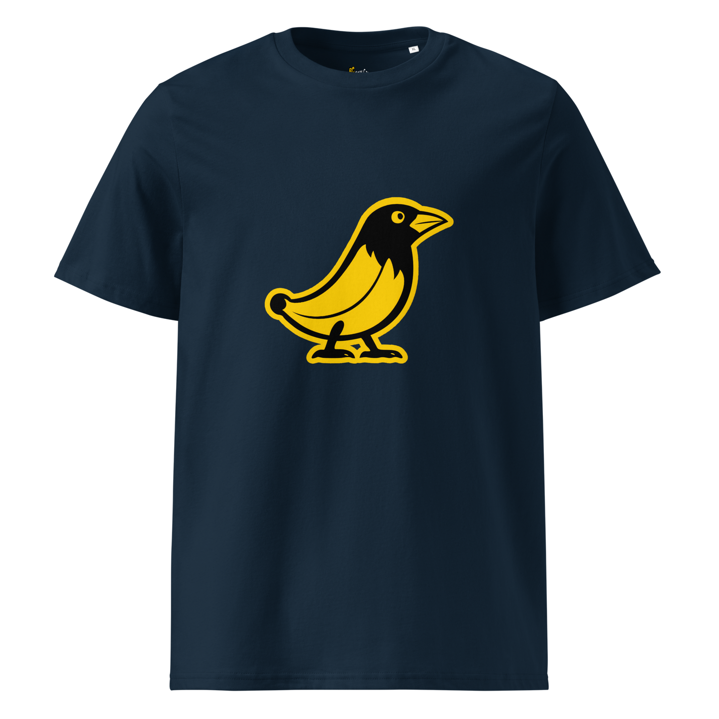 Banana Crow The Caw Caw organic cotton tee in French Navy front view