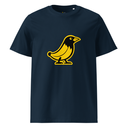 Banana Crow The Caw Caw organic cotton tee in French Navy front view