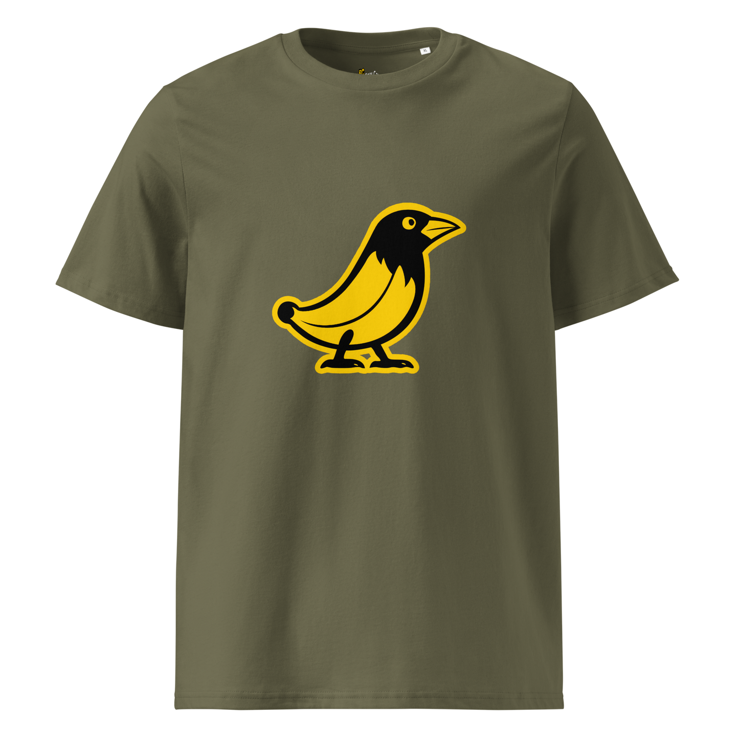 Banana Crow The Caw Caw organic cotton tee in Khaki front view