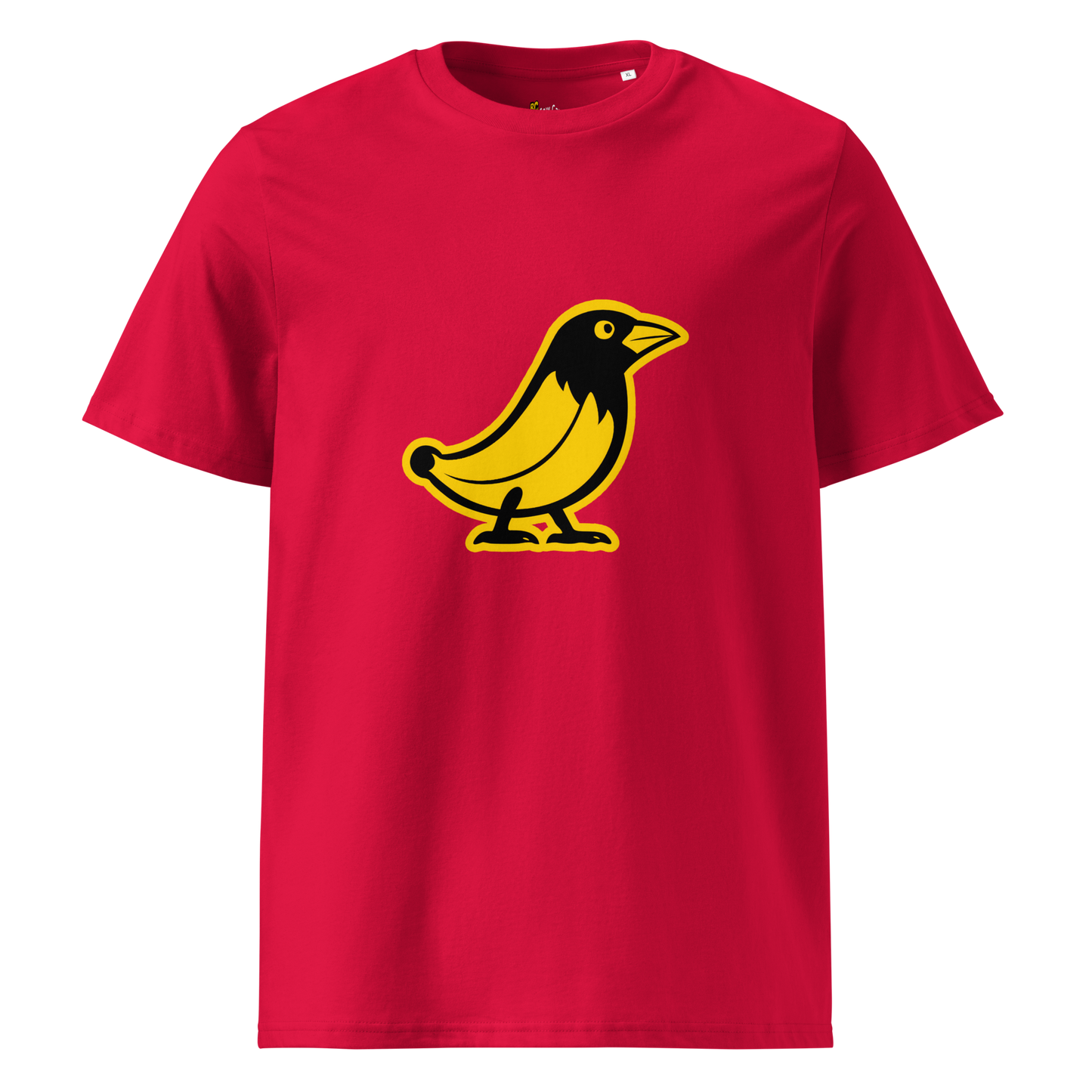 Banana Crow The Caw Caw organic cotton tee in Red front view