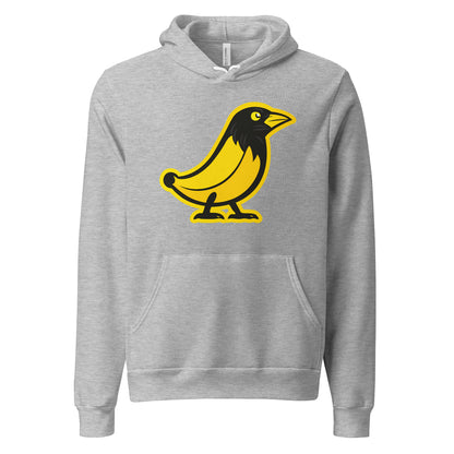 Banana Crow In the Hood graphic pullover hoodie in Athletic Heather front view