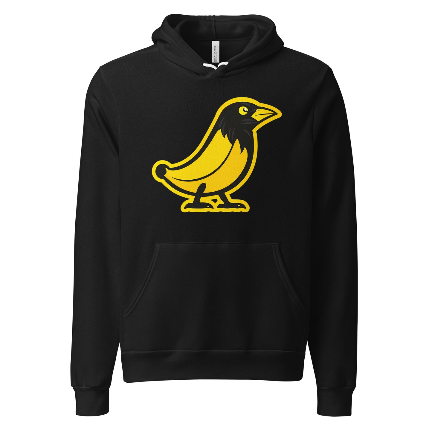 Banana Crow In the Hood graphic pullover hoodie in Black front view