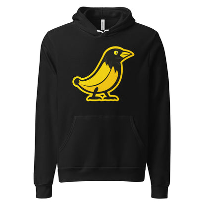 Banana Crow In the Hood graphic pullover hoodie in Black front view