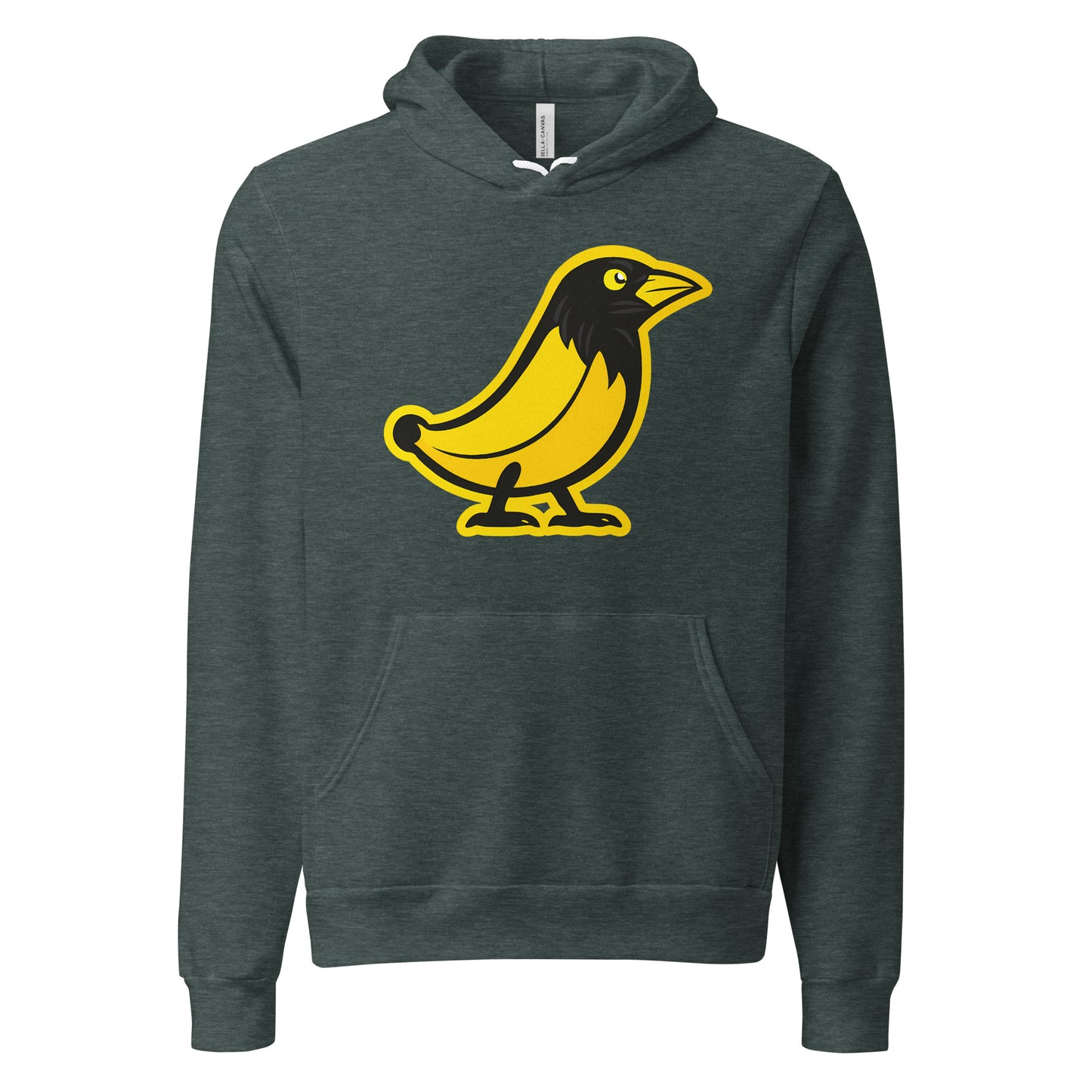 Banana Crow In the Hood graphic pullover hoodie in Heather Forest front view