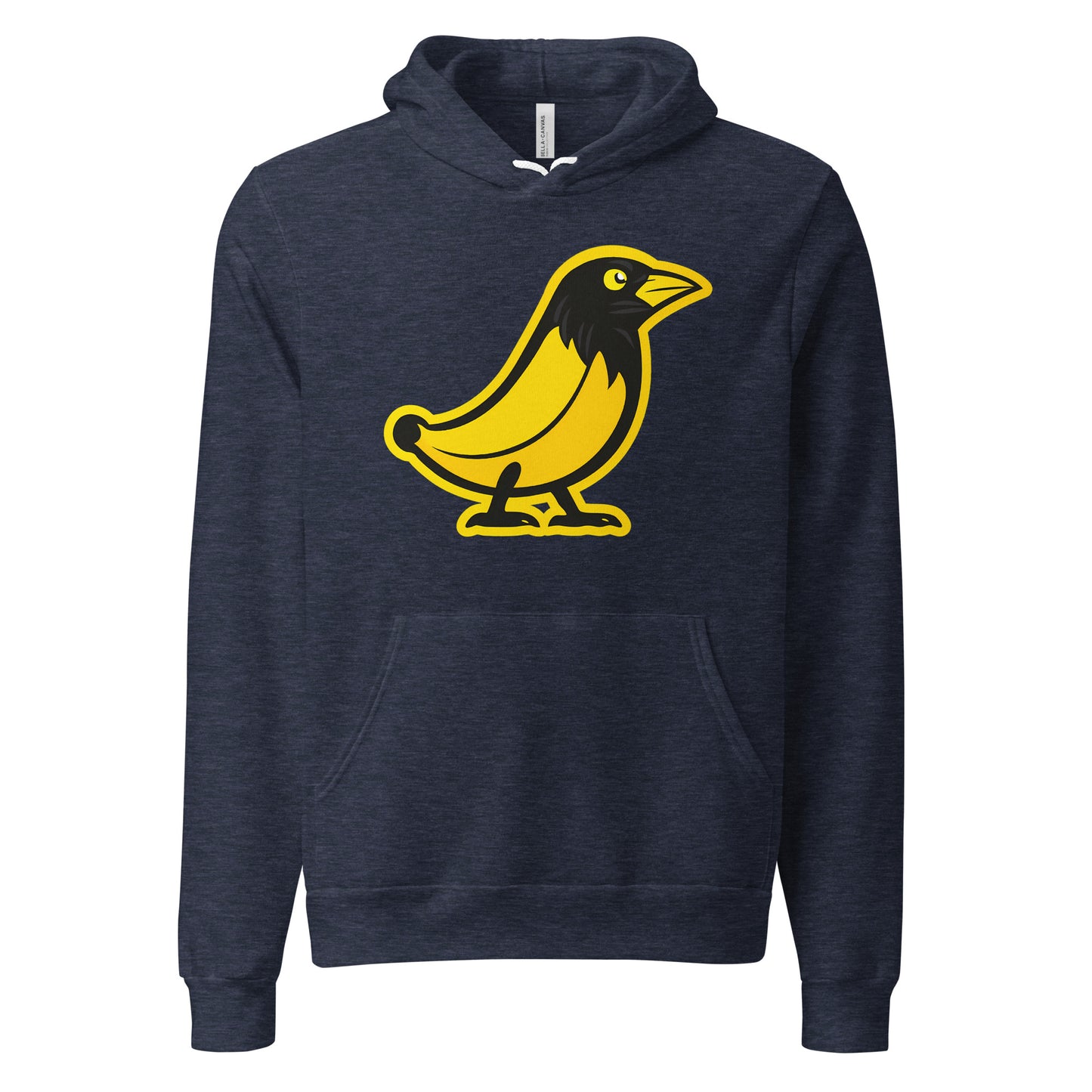 Banana Crow In the Hood graphic pullover hoodie in Heather Navy front view