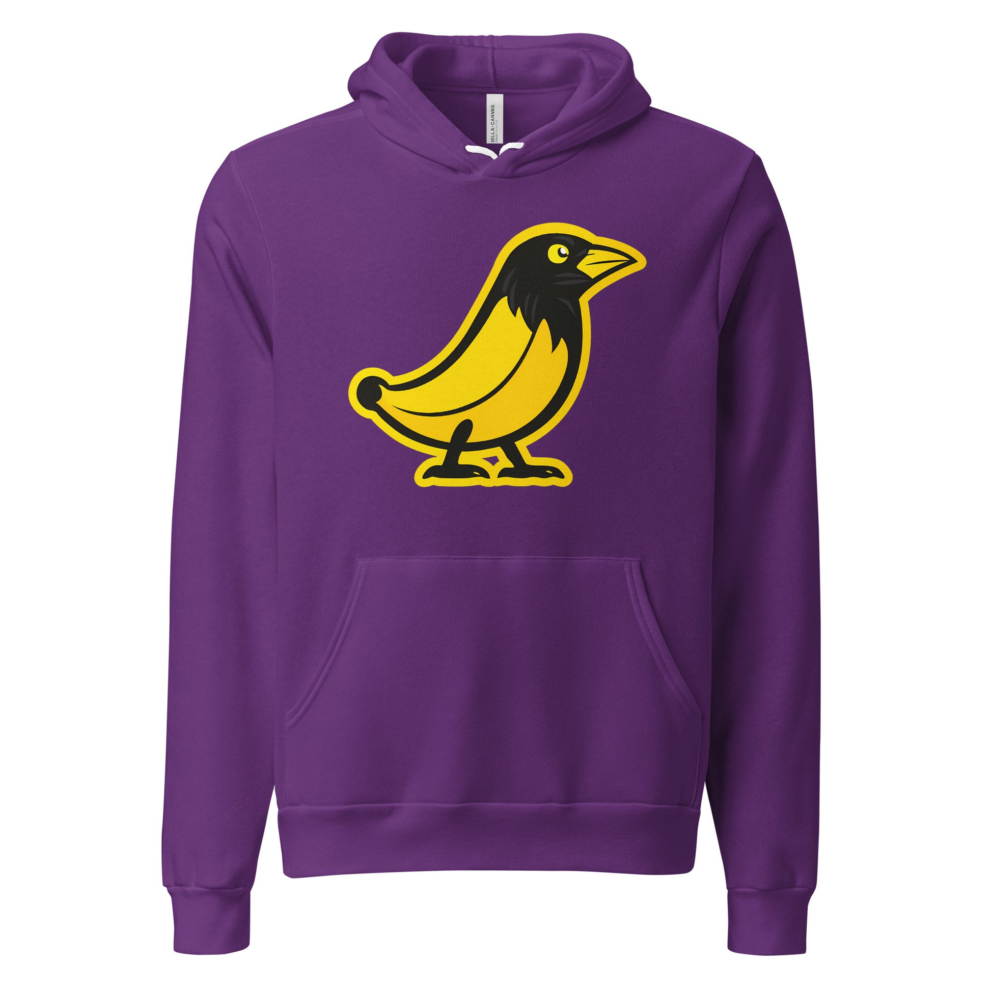 Banana Crow In the Hood graphic pullover hoodie in Team Purple front view