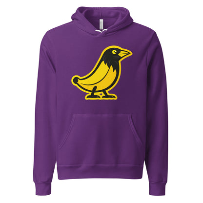 Banana Crow In the Hood graphic pullover hoodie in Team Purple front view