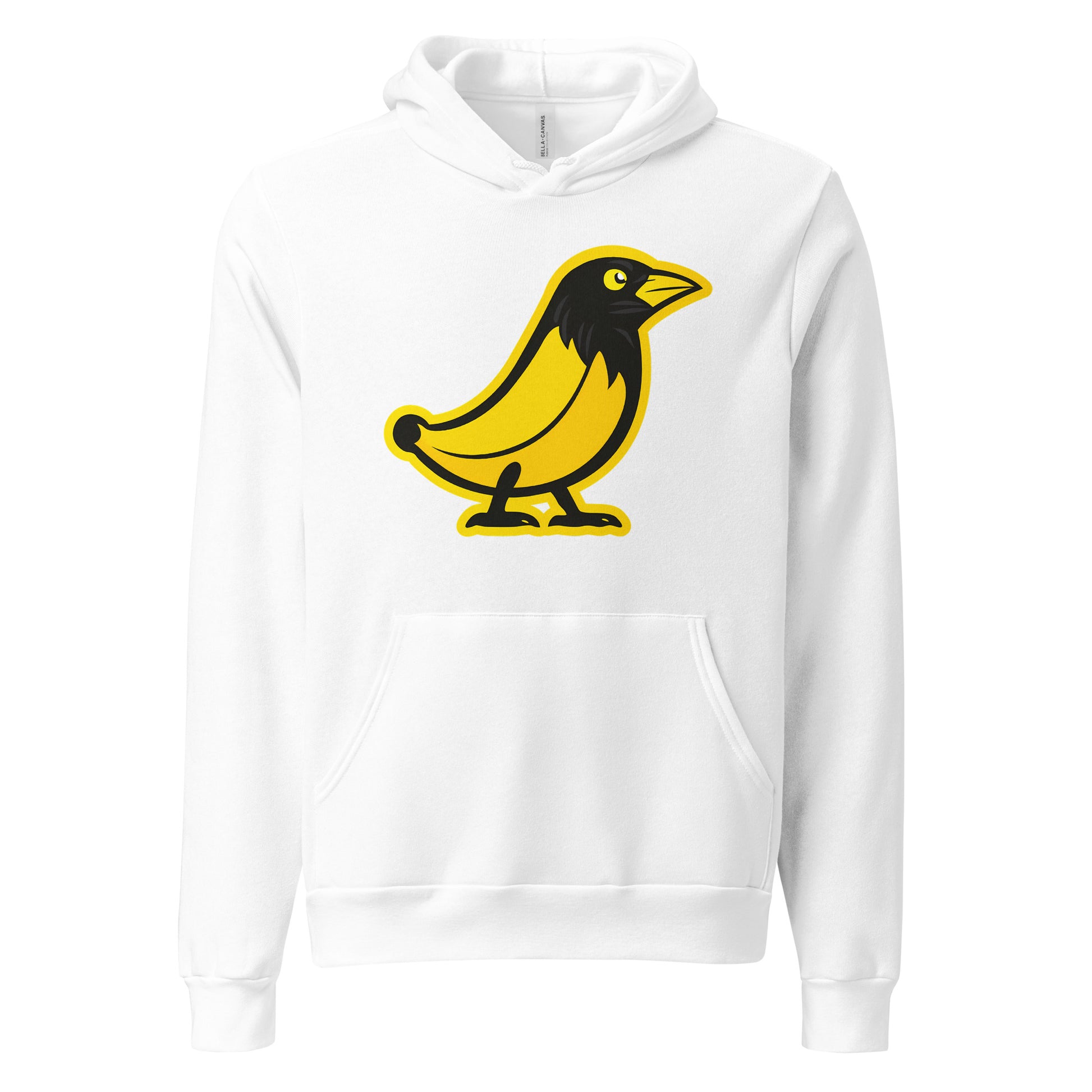 Banana Crow In the Hood graphic pullover hoodie in White front view